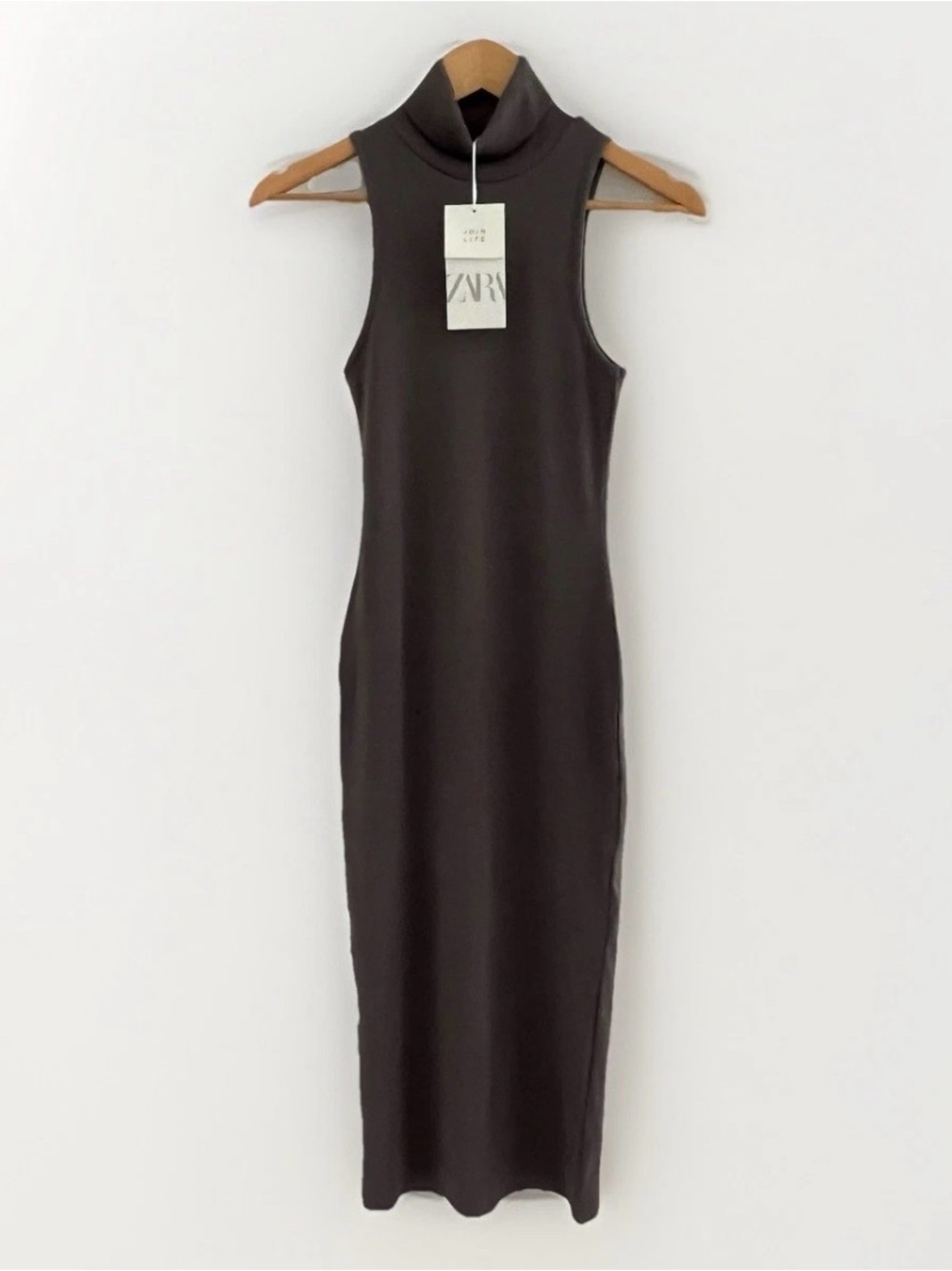 NWT Zara Sleeveless Turtleneck Dress Gray Small